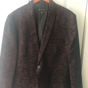 Tuxedo jacket burgundy and black brocade